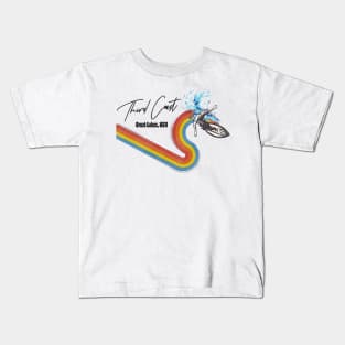 Retro 70s/80s Style Rainbow Surfing Wave Third Coast, USA Kids T-Shirt